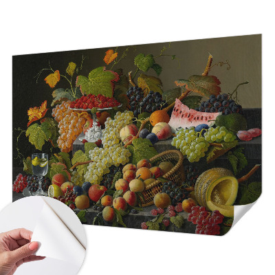 Removable wall mural wallpaper featuring a fruit composition