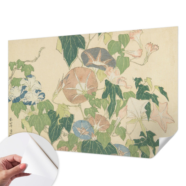 Peel and stick wall mural for living room featuring a floral elegance design