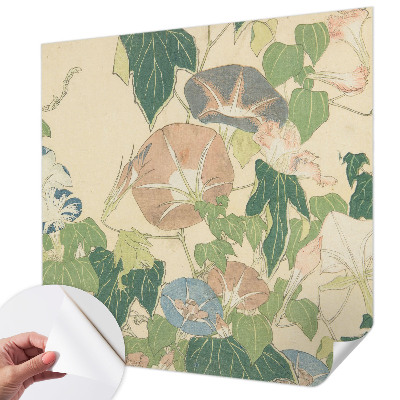Peel and stick wall mural for living room featuring a floral elegance design