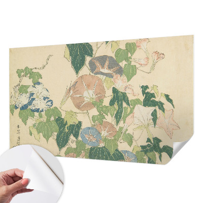 Peel and stick wall mural for living room featuring a floral elegance design