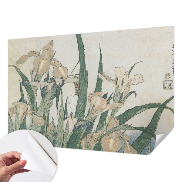 Peel and stick wall mural for bedroom with a delicate iris design