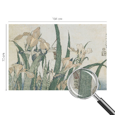 Peel and stick wall mural for bedroom with a delicate iris design