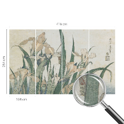 Peel and stick wall mural for bedroom with a delicate iris design