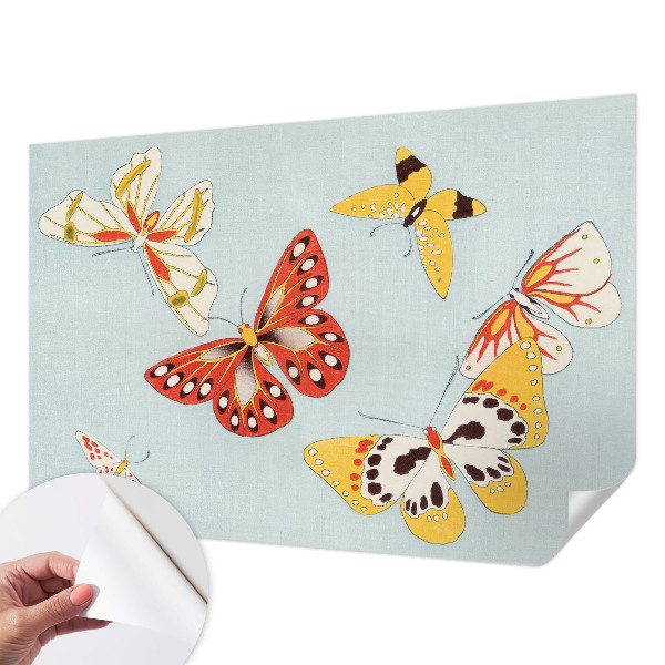 Nursery wall mural with an artistic butterflies design