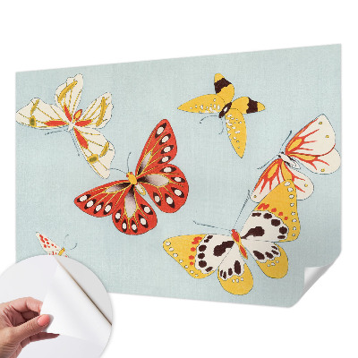 Nursery wall mural with an artistic butterflies design