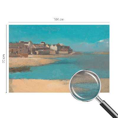 Peel and stick wall mural for kids' room with a quiet village illustration