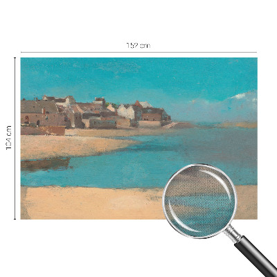 Peel and stick wall mural for kids' room with a quiet village illustration