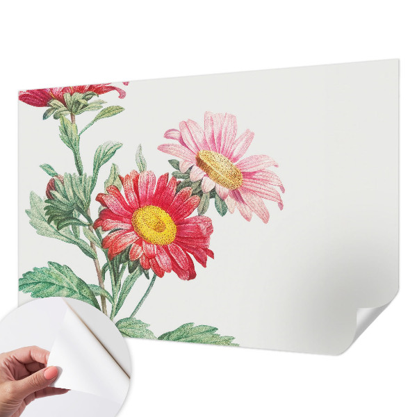 3D wall mural with delicate flowers