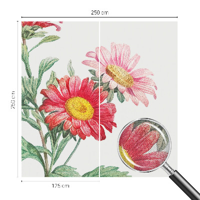 3D wall mural with delicate flowers