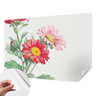 3D wall mural with delicate flowers