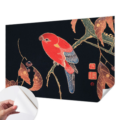 Nursery wall mural with an exotic bird design