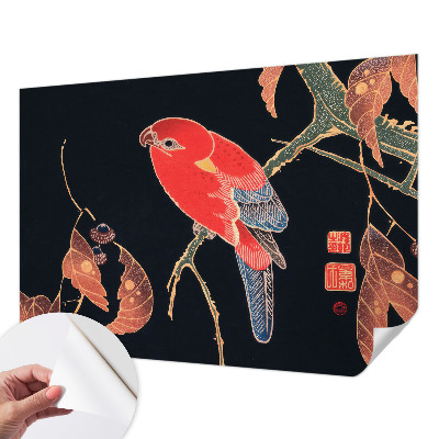 Nursery wall mural with an exotic bird design