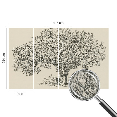 Peel and stick wallpaper mural with a tree illustration