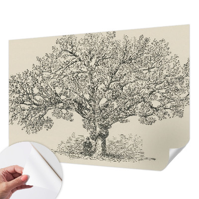 Peel and stick wallpaper mural with a tree illustration