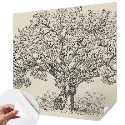 Peel and stick wallpaper mural with a tree illustration