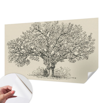 Peel and stick wallpaper mural with a tree illustration