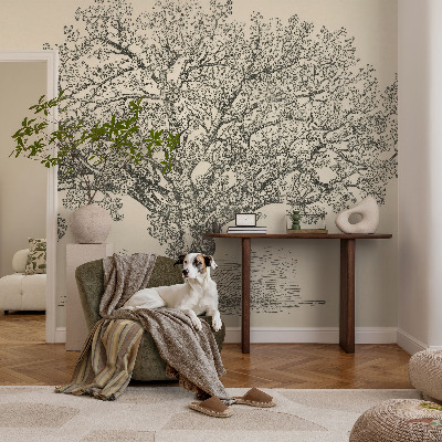 Peel and stick wallpaper mural with a tree illustration