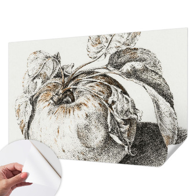 Self-adhesive photo wallpaper with an apple leaf design