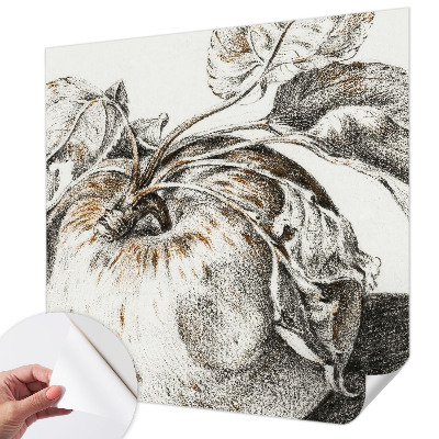 Self-adhesive photo wallpaper with an apple leaf design