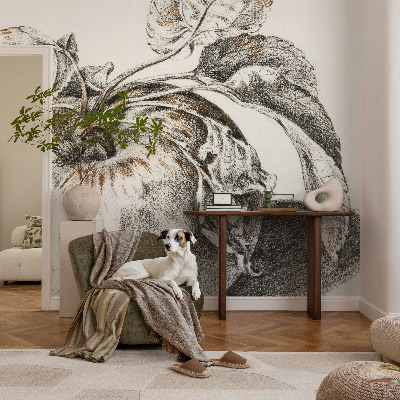 Self-adhesive photo wallpaper with an apple leaf design
