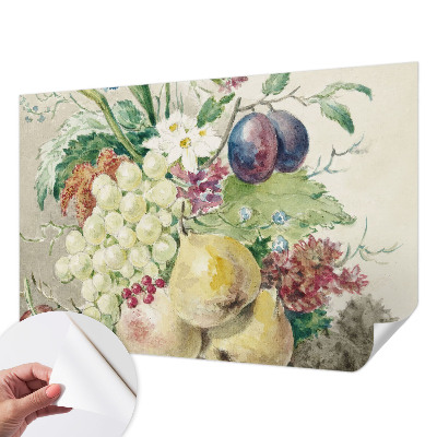 Stick-on wall mural with a flowers and fruits design