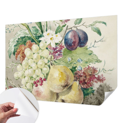 Stick-on wall mural with a flowers and fruits design