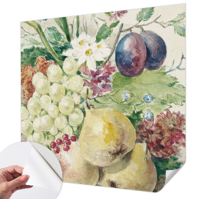 Stick-on wall mural with a flowers and fruits design