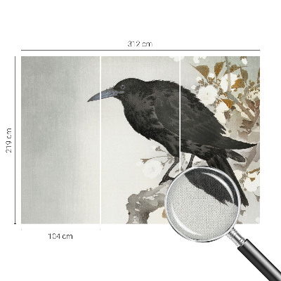 Removable wall mural Raven in the flowers