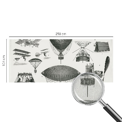 Peel and stick wall mural for living room depicting the history of aviation