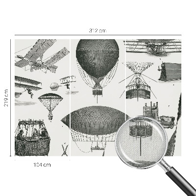 Peel and stick wall mural for living room depicting the history of aviation