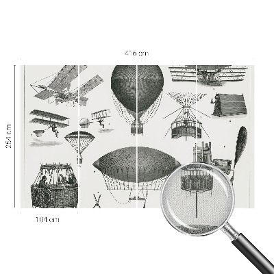 Peel and stick wall mural for living room depicting the history of aviation