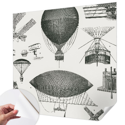 Peel and stick wall mural for living room depicting the history of aviation