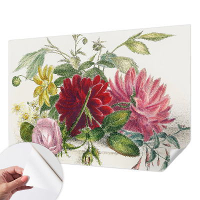 Peel and stick wall mural for bedroom with a flower bouquet design