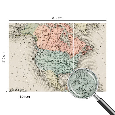 Peel and stick wall mural for kids' room featuring a historical map design