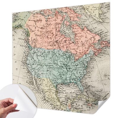 Peel and stick wall mural for kids' room featuring a historical map design