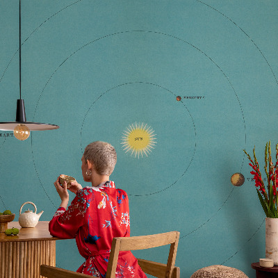 3D wall mural with a cosmic system design