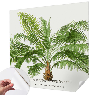 Baby room wall mural with a shiny palm tree design