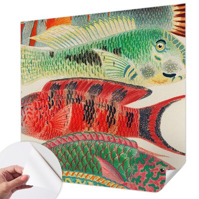 Peel and stick wall mural featuring an exotic fish design
