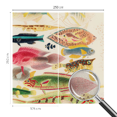 Self-adhesive wall mural with a colorful fish design