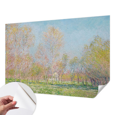 Stick-on wall mural with a spring park scene