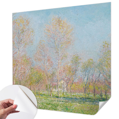 Stick-on wall mural with a spring park scene