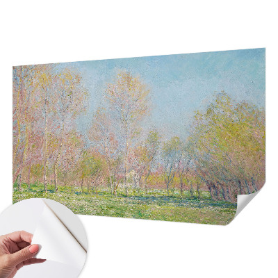 Stick-on wall mural with a spring park scene