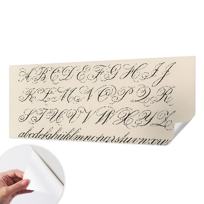 Peel and stick wall mural for living room with a calligraphic writing design