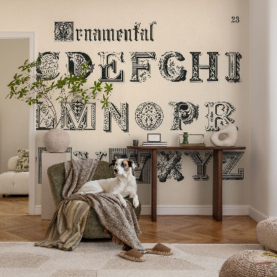 3D wall mural with decorative letters