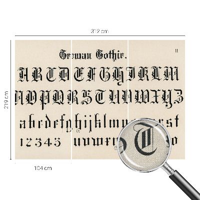 3D photo wallpaper mural featuring gothic letters