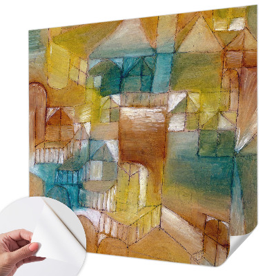 Nursery wall mural with a geometric structures design