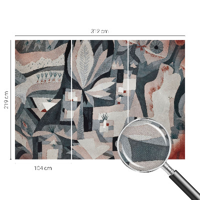 Children's wall mural with an abstract nature design