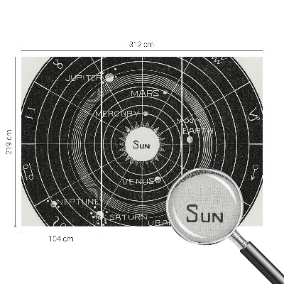 Baby room wall mural with a cosmic diagram motif