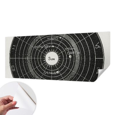 Baby room wall mural with a cosmic diagram motif