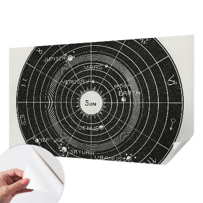 Baby room wall mural with a cosmic diagram motif